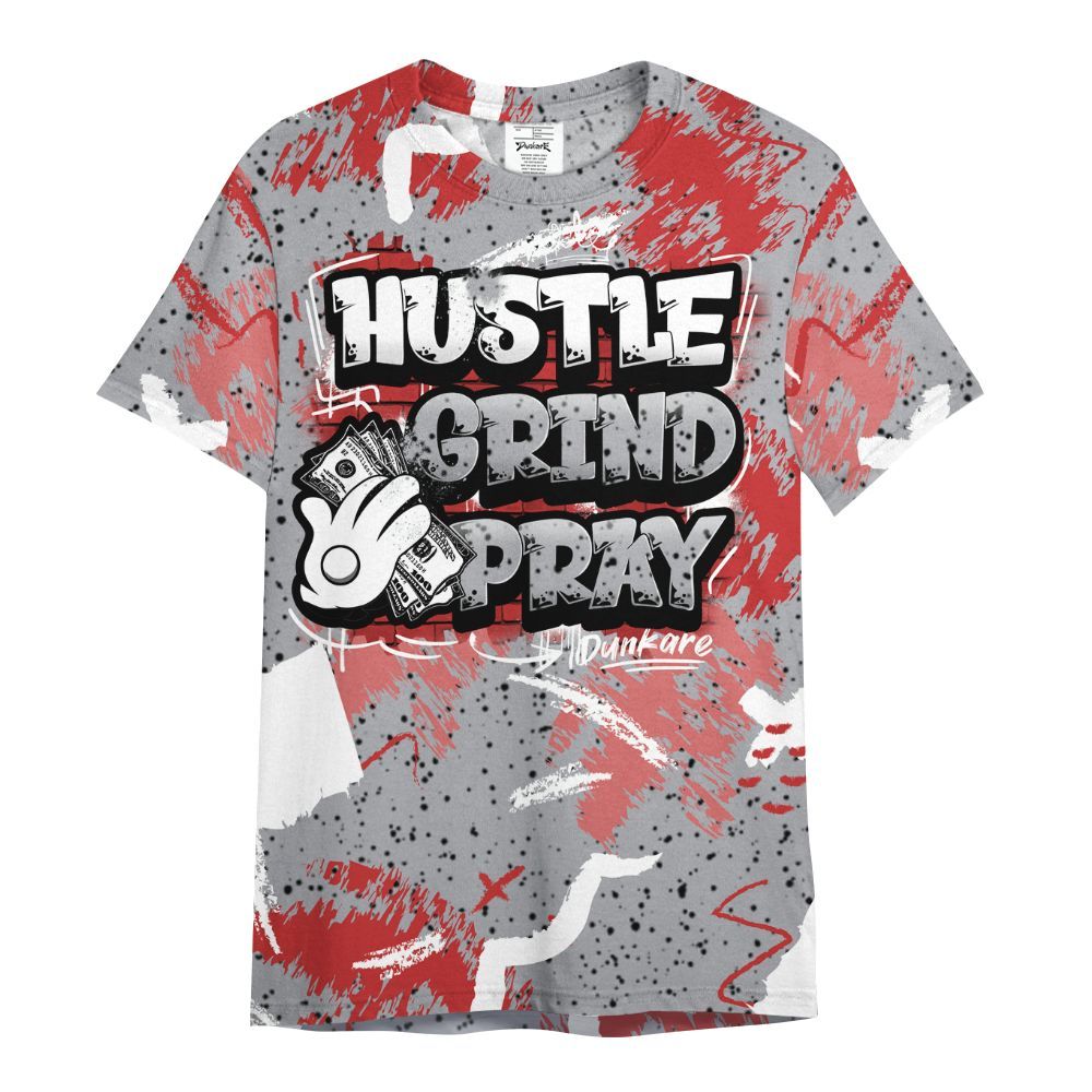 Shirt To Match White Cement 4s - Hustle Grind Pray Retro All Over Print