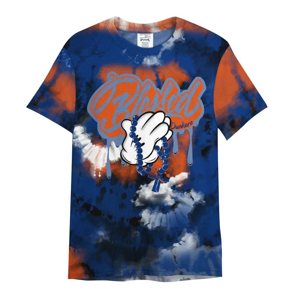 Shirt To Match Mid Knicks 1s - God Blessed Tie Dye All Over Print