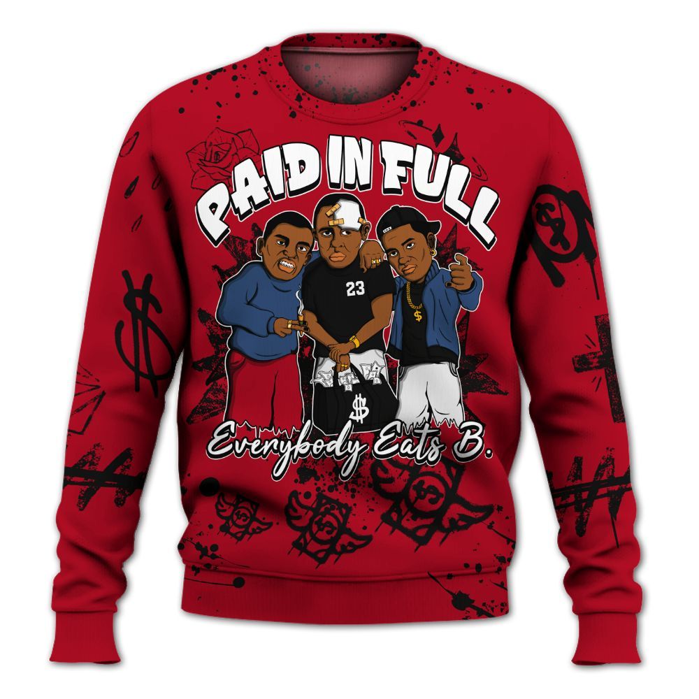 Sweatshirt To Match Air Griffey Max Black Red Navy Blue 1s - Everybody Paid In Full Crayon All Over Print