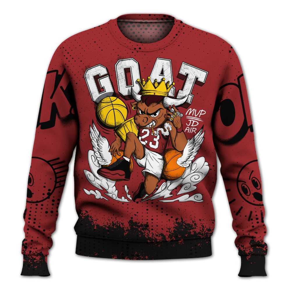Sweatshirt To Match Alternate Flu Game 12s - FlightMan Number 23 G.O.A.T All Over Print