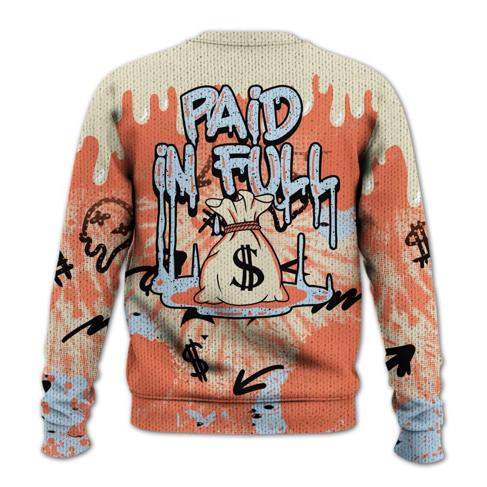 Knitted Sweater To Match DJ Khaled Crimson Bliss 5s - Drip Paid In Full Moneys Bear Graphics
