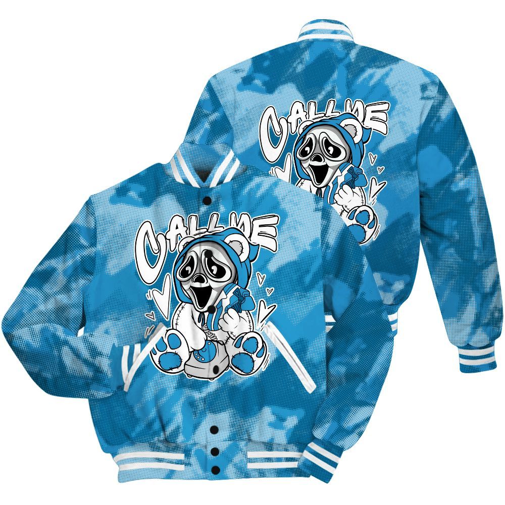 Varsity Jacket To Match Powder Blue 9s Shirt - Call Me Bear Abstract Halftone All Over Print