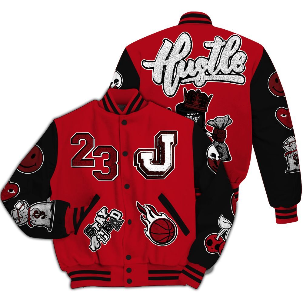Varsity Jacket To Match Bred Velvet 11s - Hustles Money Number 23 All Over Print