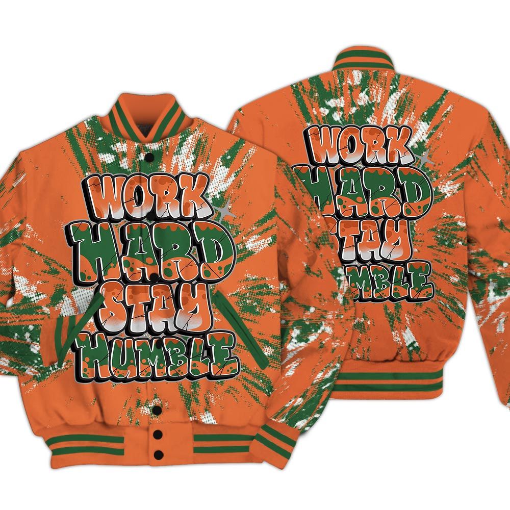 Varsity Jacket To Match Low Miami 5s - Working Hard And Humble Luxury Varsity Jacket Unisex