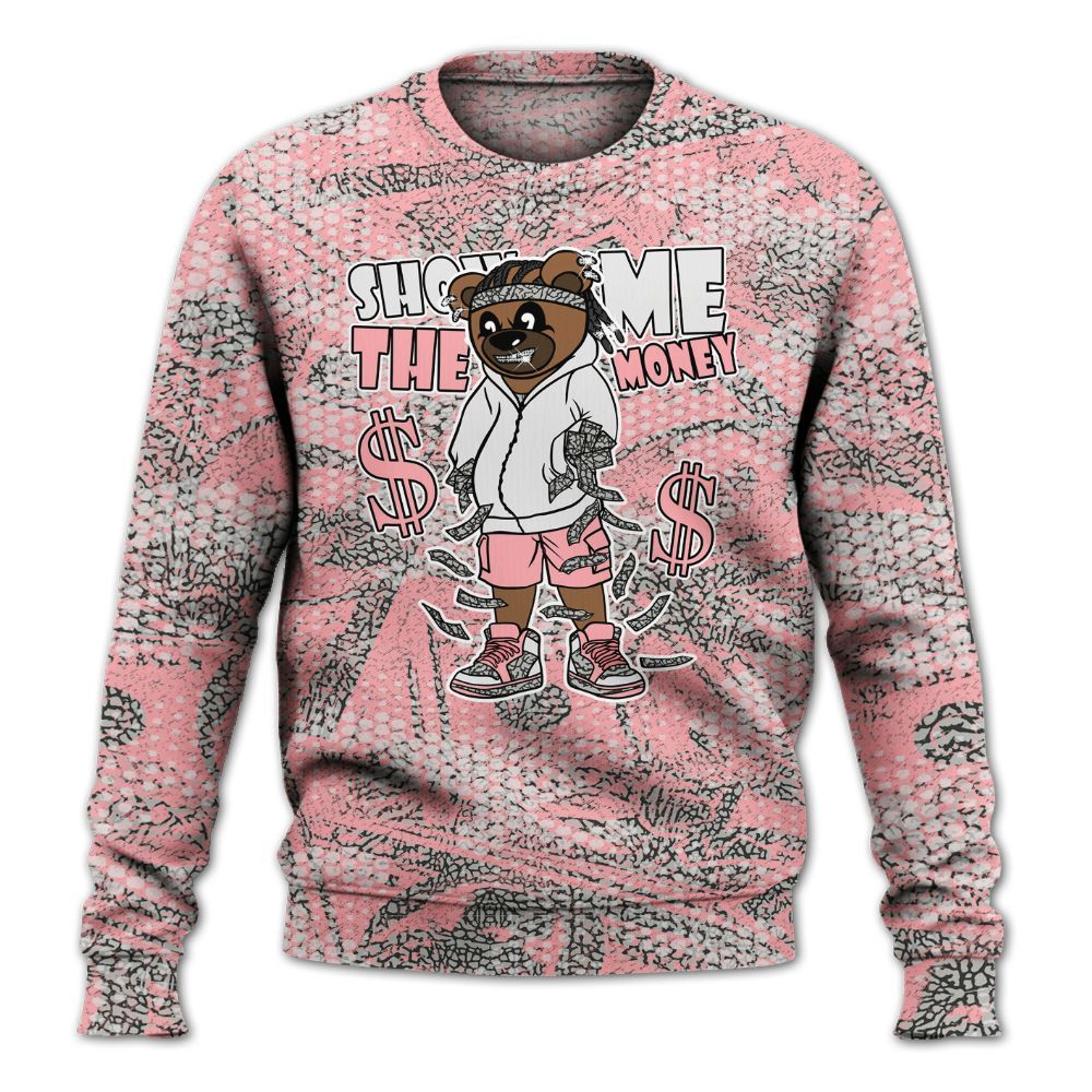Sweatshirt To Match Retro Wings 3s - Show Me Bear Banknotes Art All Over Print