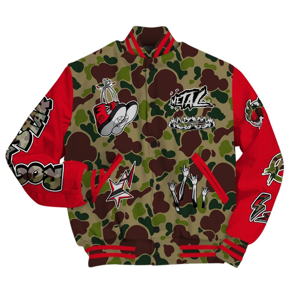Varsity Jacket To Match Air Max 90 Duck Camo Red - Punk Rock Raccoon All Over Print