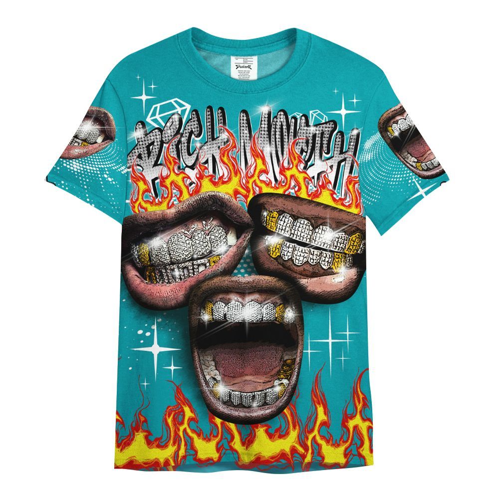 Shirt To Match Air Griffey Max Aquamarine 1s - Rich Mouth Fire Rap Retro 90s All Over Print