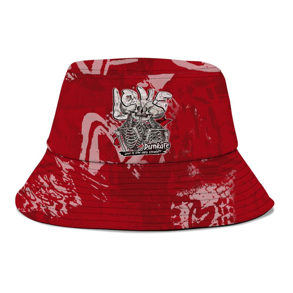 Bucket Hat To Match Bred Velvet 11s - Skull Love Graphic