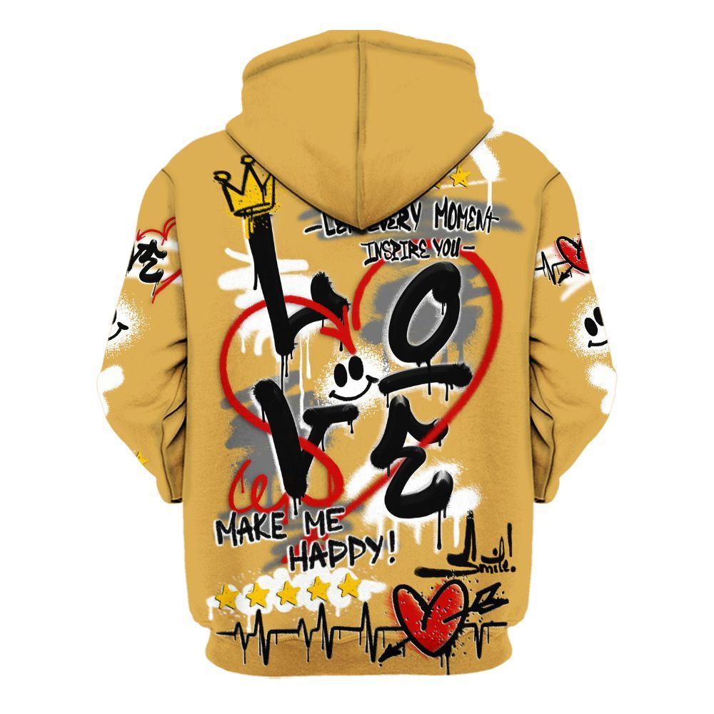 Hoodie To Match Low OG Rookie Of The Year 1s - Happy Love Beats Graffiti Streetwear All Over Print