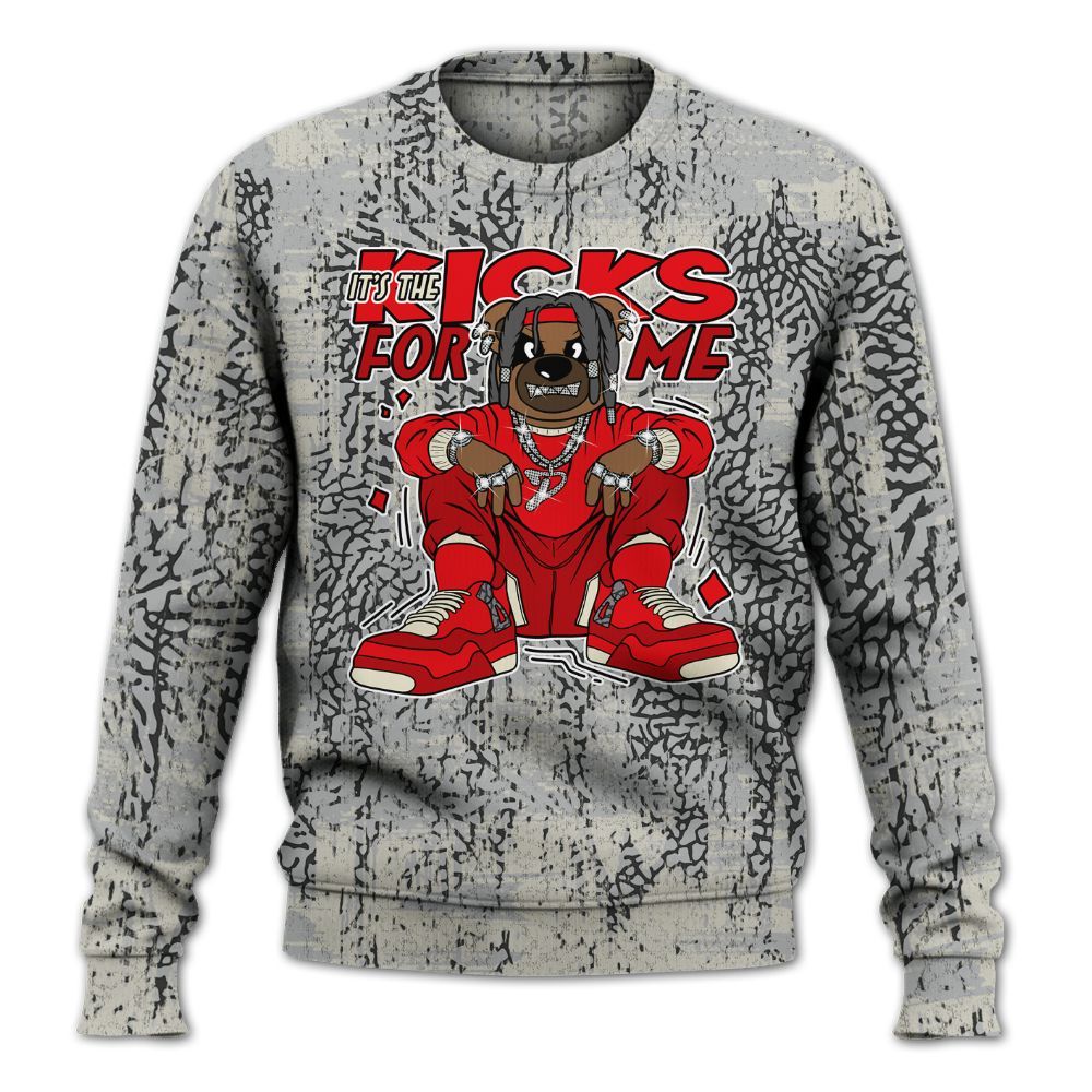 Sweatshirt To Match Cement Grey 3s - Sneakers Bear Glitch Art All Over Print