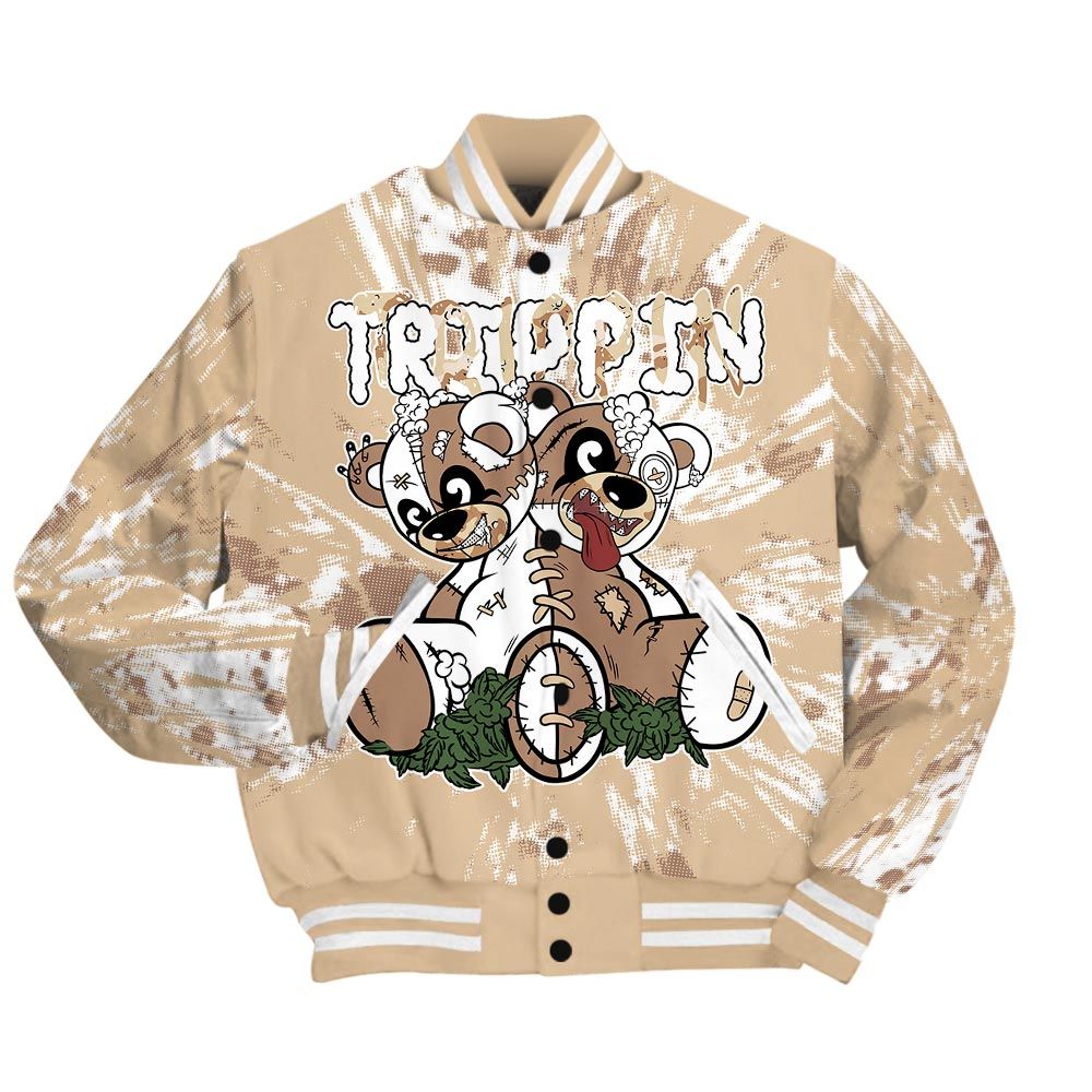 Varsity Jacket To Match Desert Camo 3s - Trippin Bear Luxury Varsity Jacket Unisex