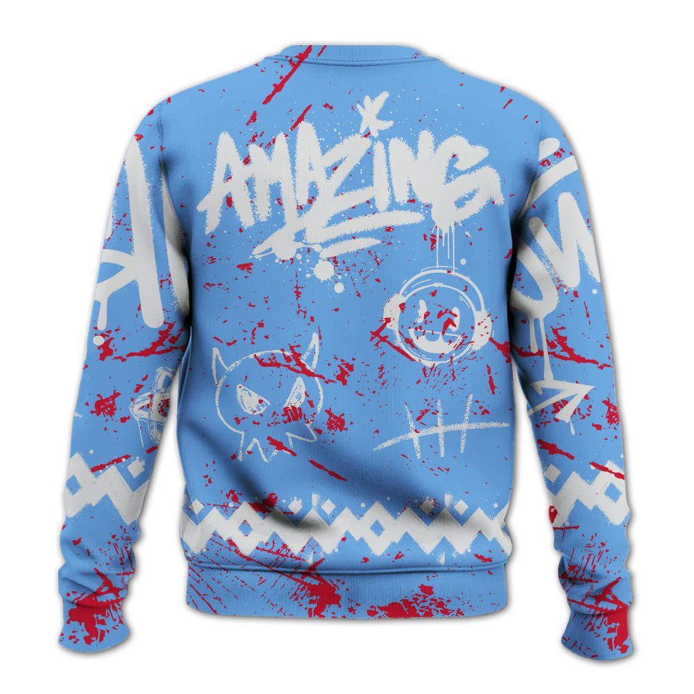 Sweatshirt To Match University Blue 6s - Friday Sneaker Crayon All Over Print
