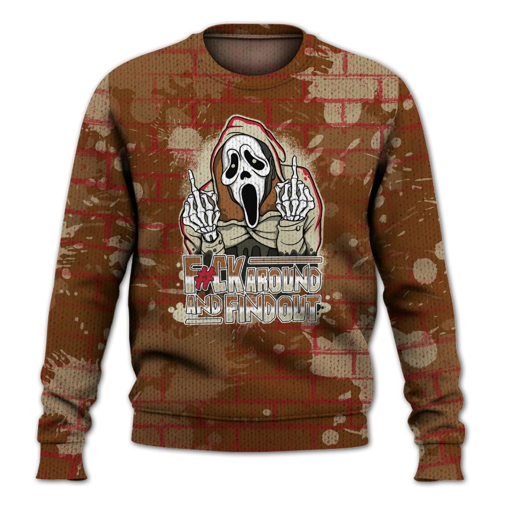 Knitted Sweater To Match Archaeo Brown 5s - F#CK And Find Out Graphic Halloween