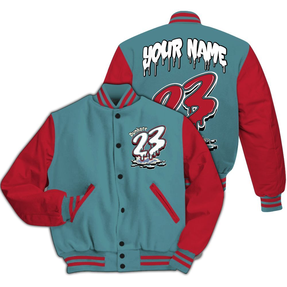 Varsity Jacket To Match Dunk Low Denim Turquoise Royal - Custom Name 23 Drip All Over Print