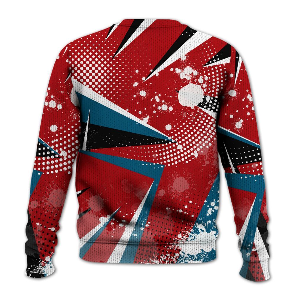 Knitted Sweater To Match OG Varsity Red 17s - Poly Trust No One Dripping