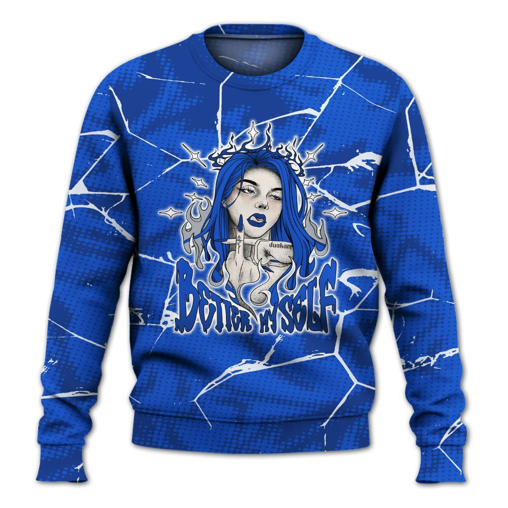 Sweatshirt To Match Air Foamposite One Royal - My-Self Crack Unique All Over Print