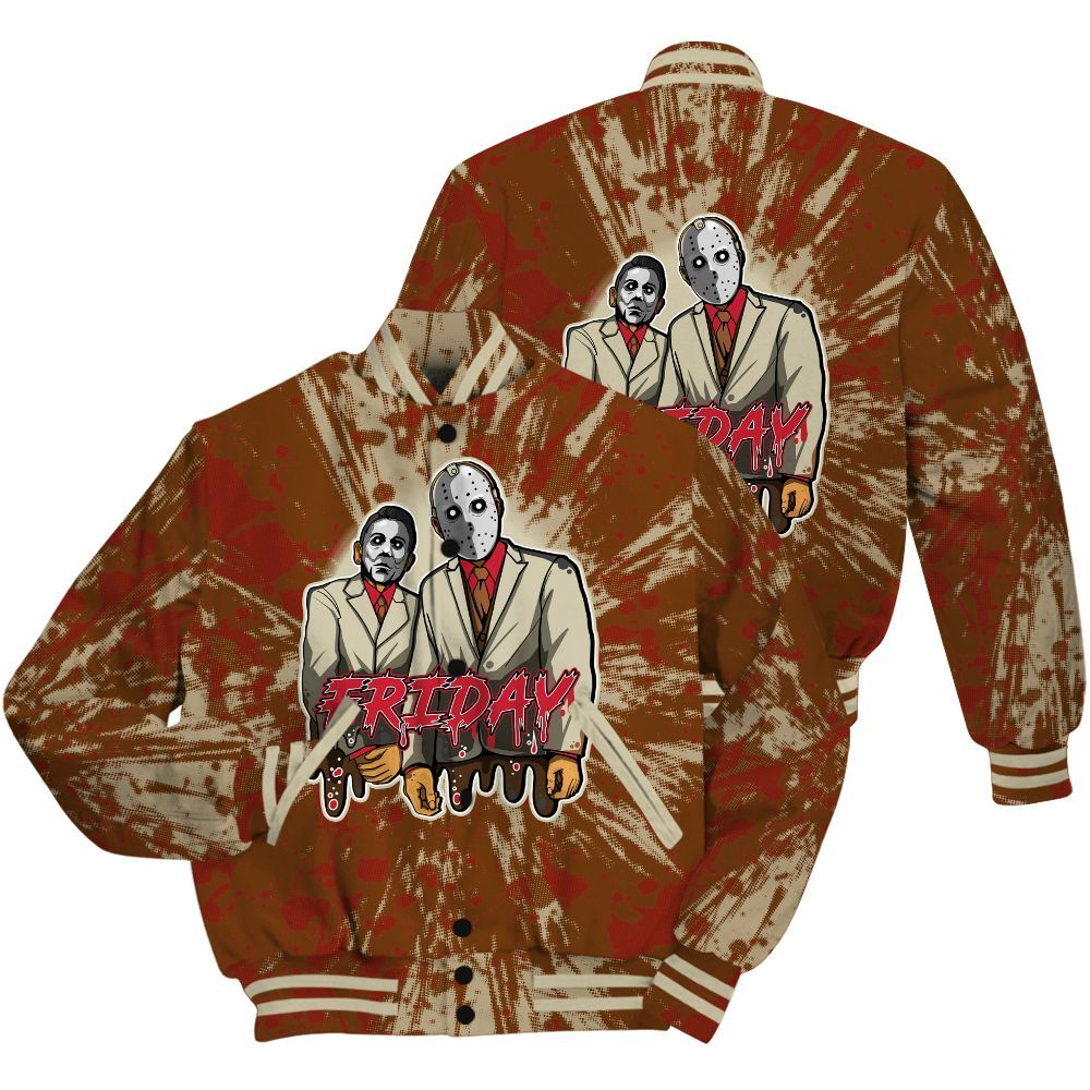Varsity Jacket To Match Archaeo Brown 5s Shirt - Friday Halloween Graphic Luxury All Over Print