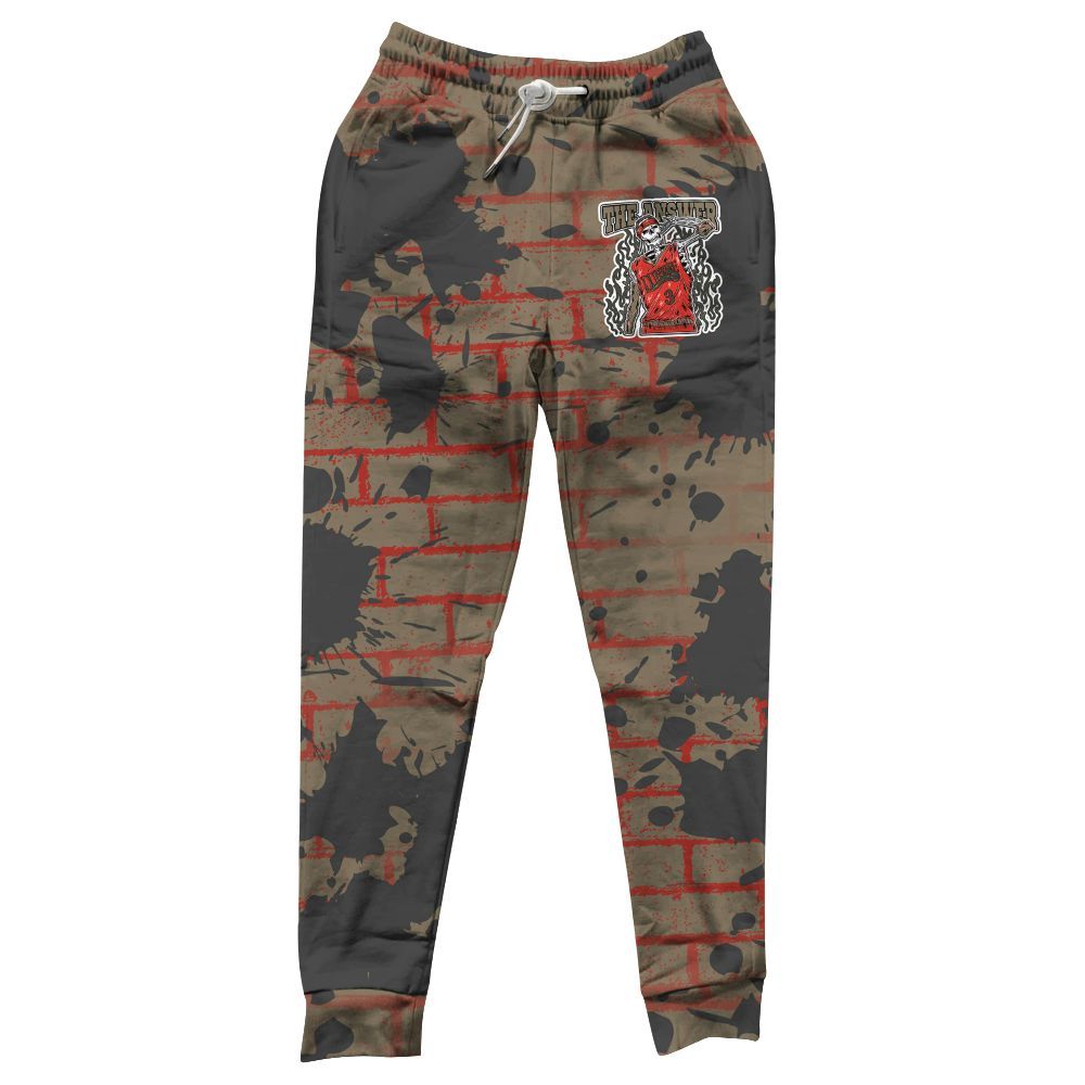 Sweatpant To Match Olive 9s - Allen Answer Skeleton Brick All Over Print