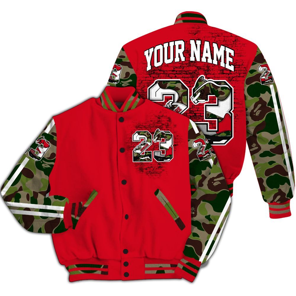 Varsity Jacket To Match Air Max 90 Duck Camo Red - Custom Name Number 23 5s All Over Print