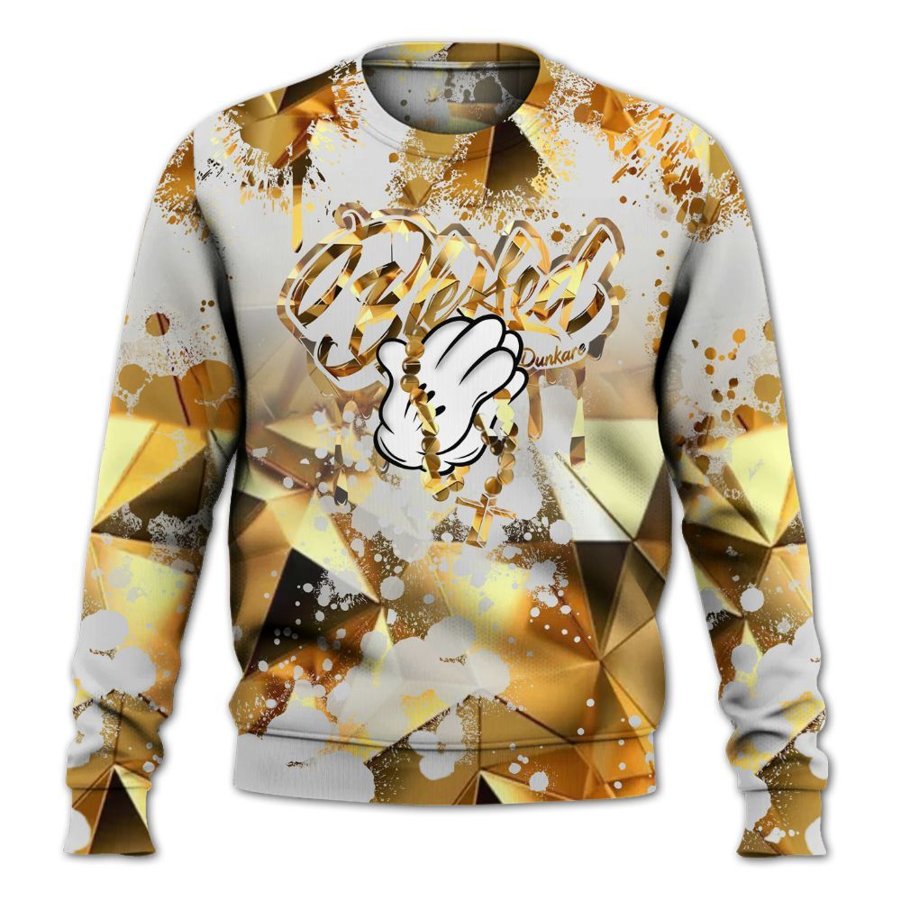 Sweatshirt To Match NET Gold 4s - God Blessed Ink Drip All Over Print