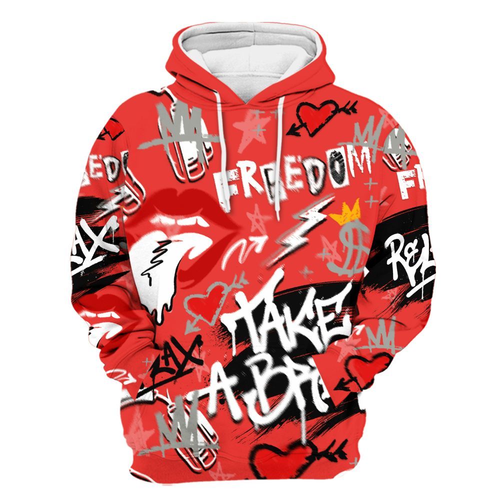 Hoodie To Match Vomero 5 Bright Crimson - Take Break Freedom Graffiti Streetwear All Over Print