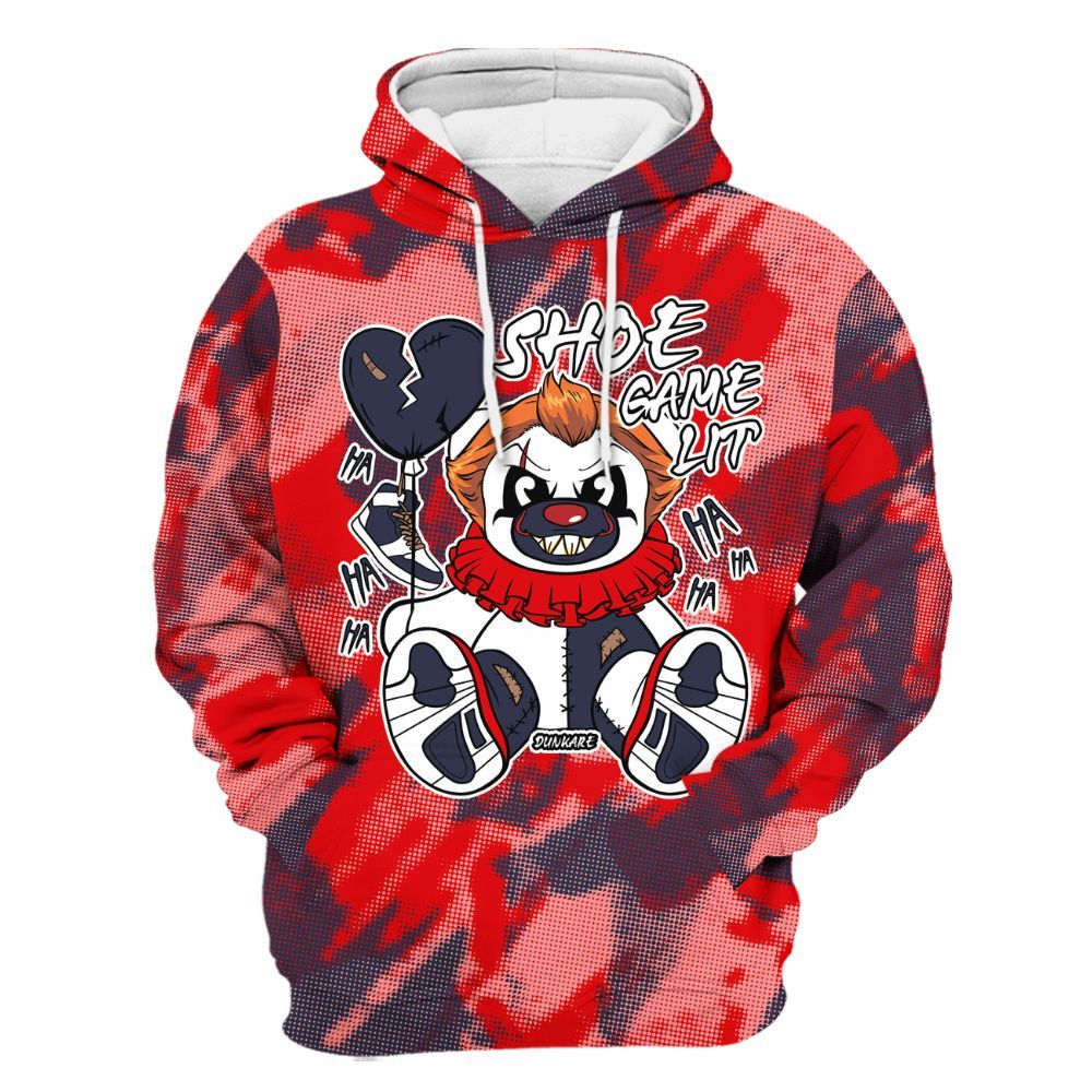 Hoodie To Match Low OG Howard University 1s - Shoe Game Bear Abstract Halftone All Over Print