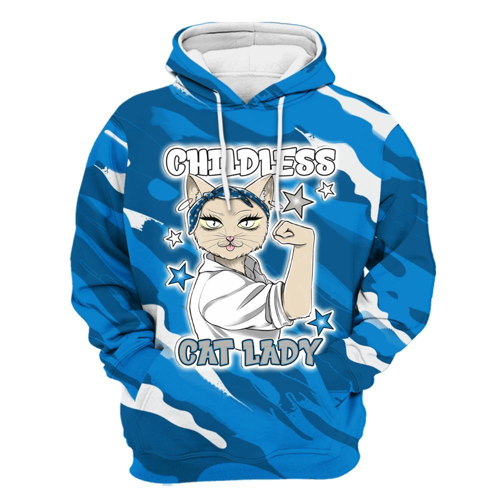 Hoodie To Match Military Blue 4s - Childless Kat Lady All Over Print