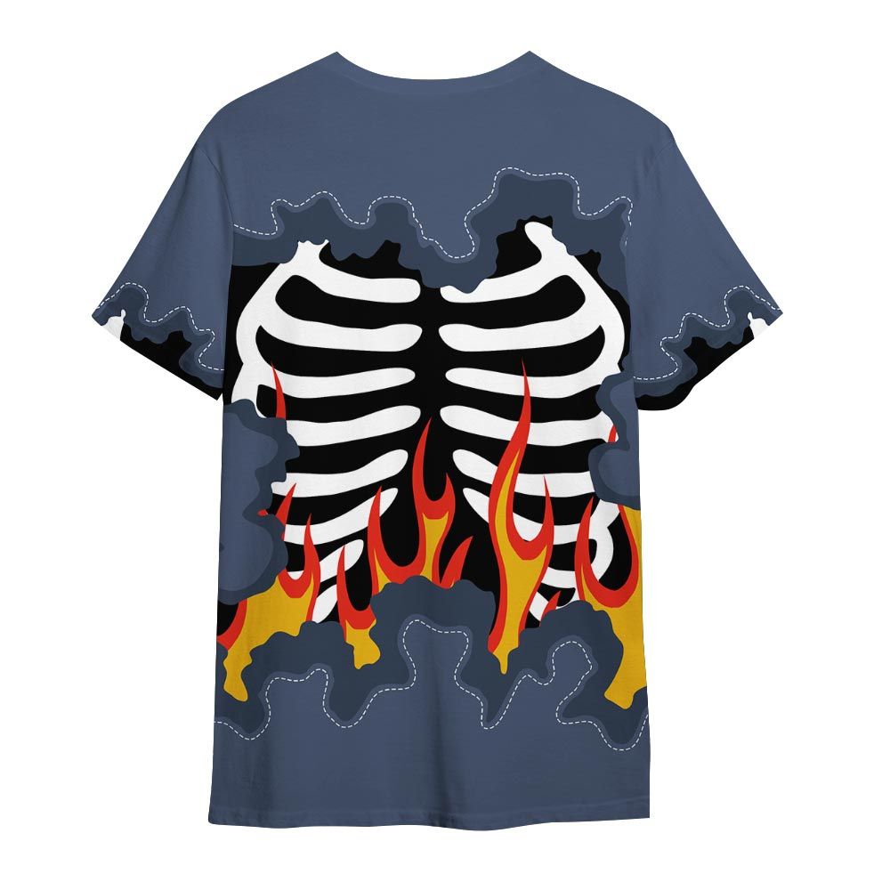 Shirt To Match Low Diffused Blue 11s - G.O.A.T 23 Skeleton Flame Shirt Outfit