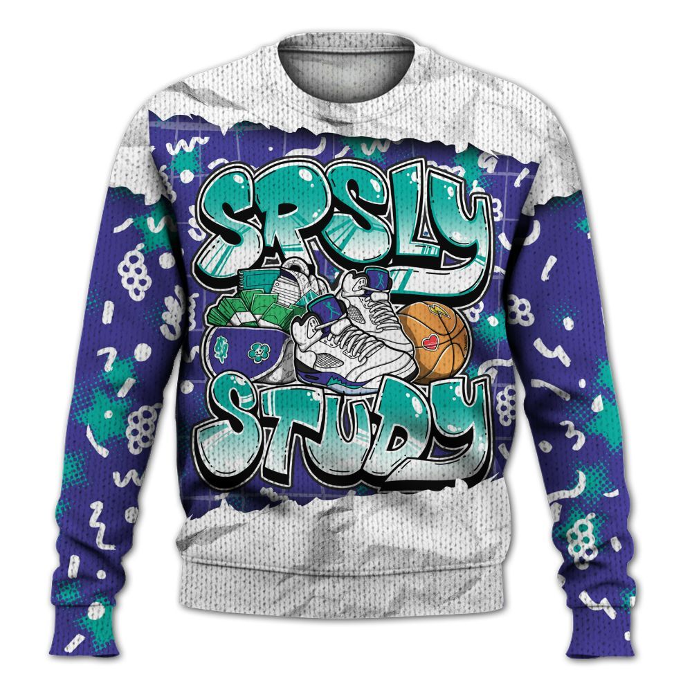 Sweater To Match Retro Grape 5s - SRSLY Study Doodle Graphic