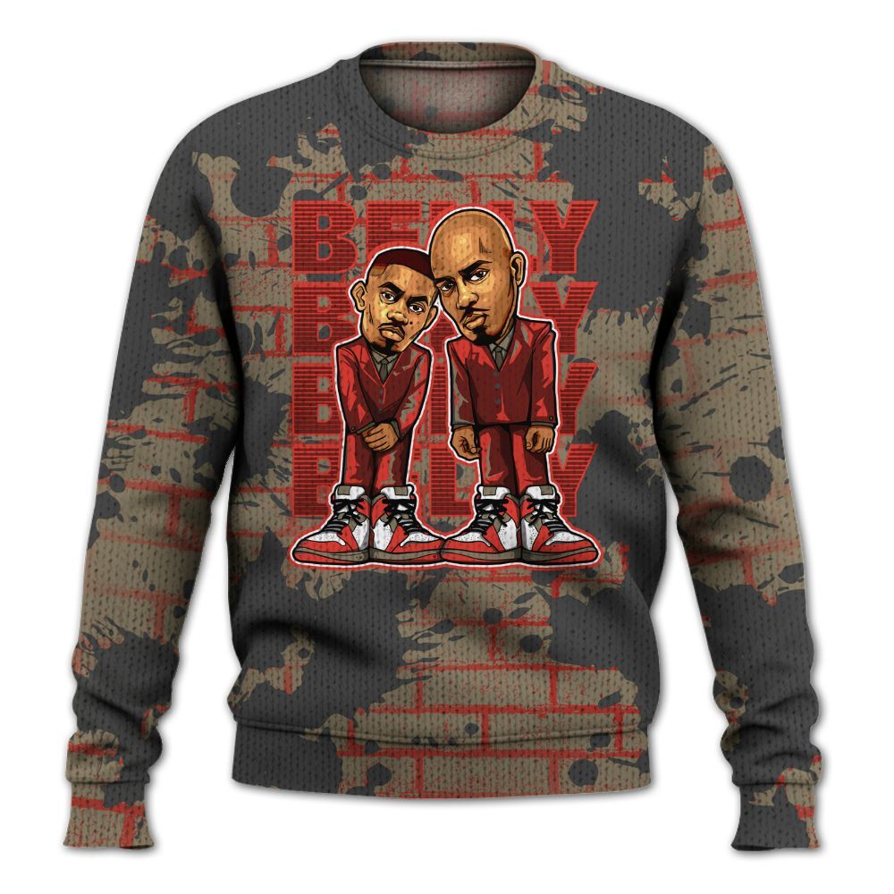 Knitted Sweater To Match Olive 9s - Belly Sneakers Graphic Halloween