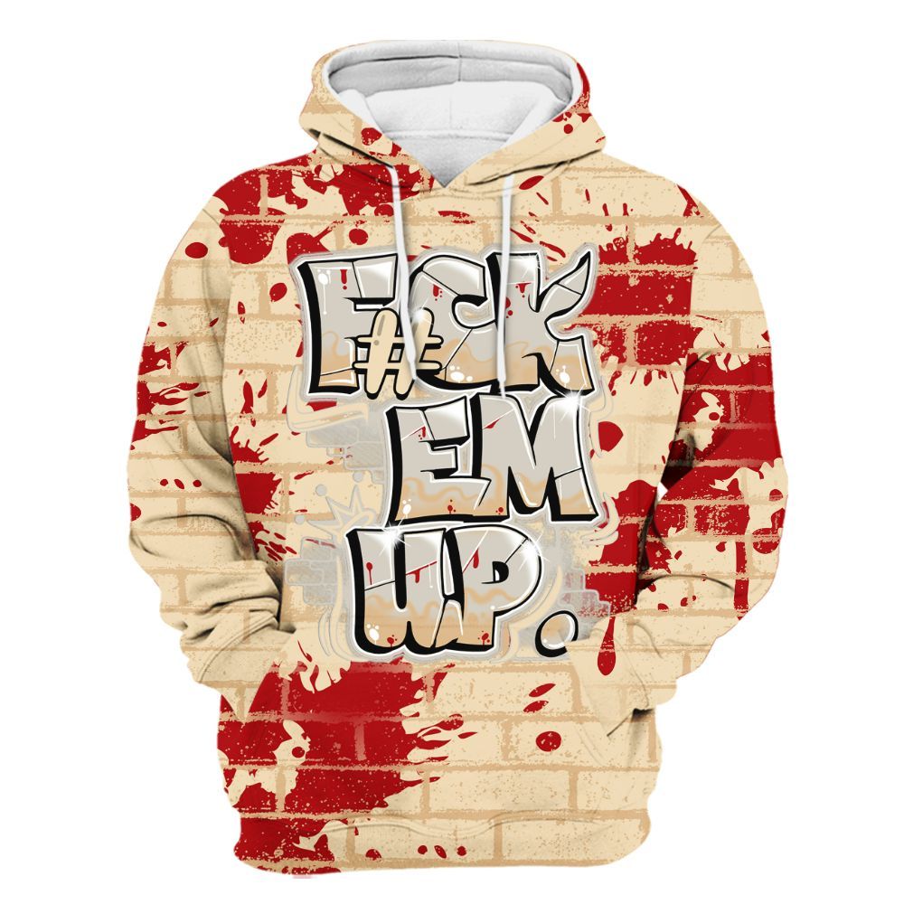 Hoodie To Match Dunk Low Strawberry Waffle - F#ck Em Graphic Brick Art All Over Print