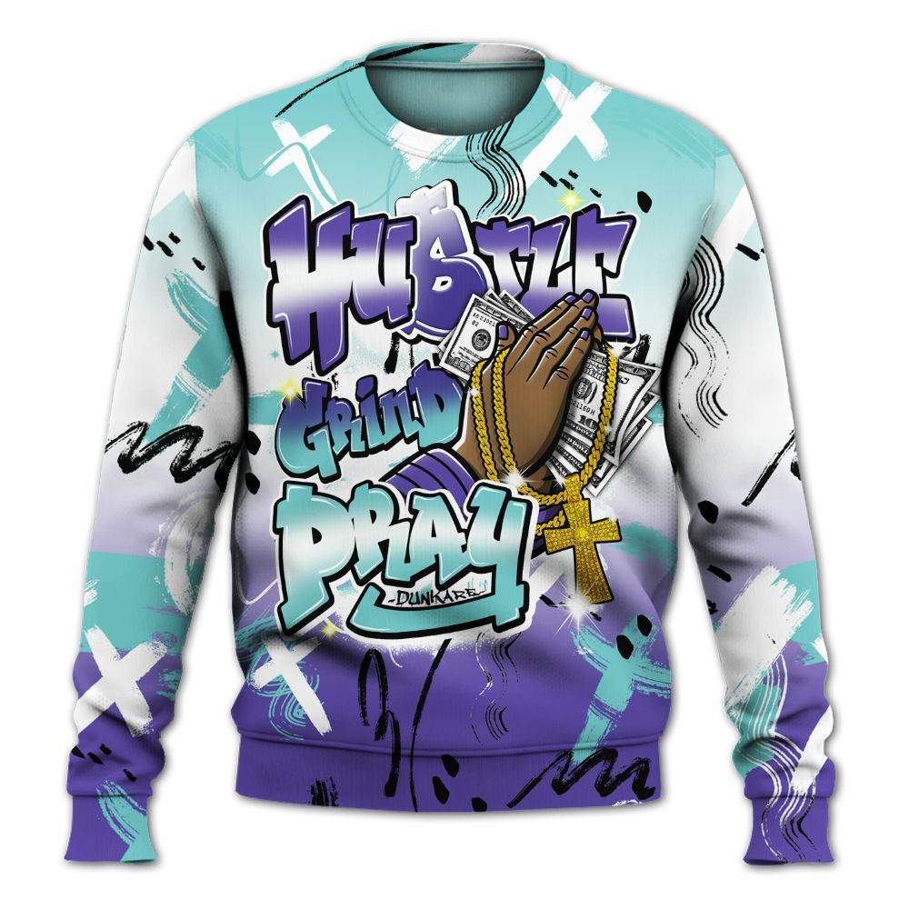 Sweatshirt To Match Low Hornets 1s - Money Hustle Grind Pray All Over Print