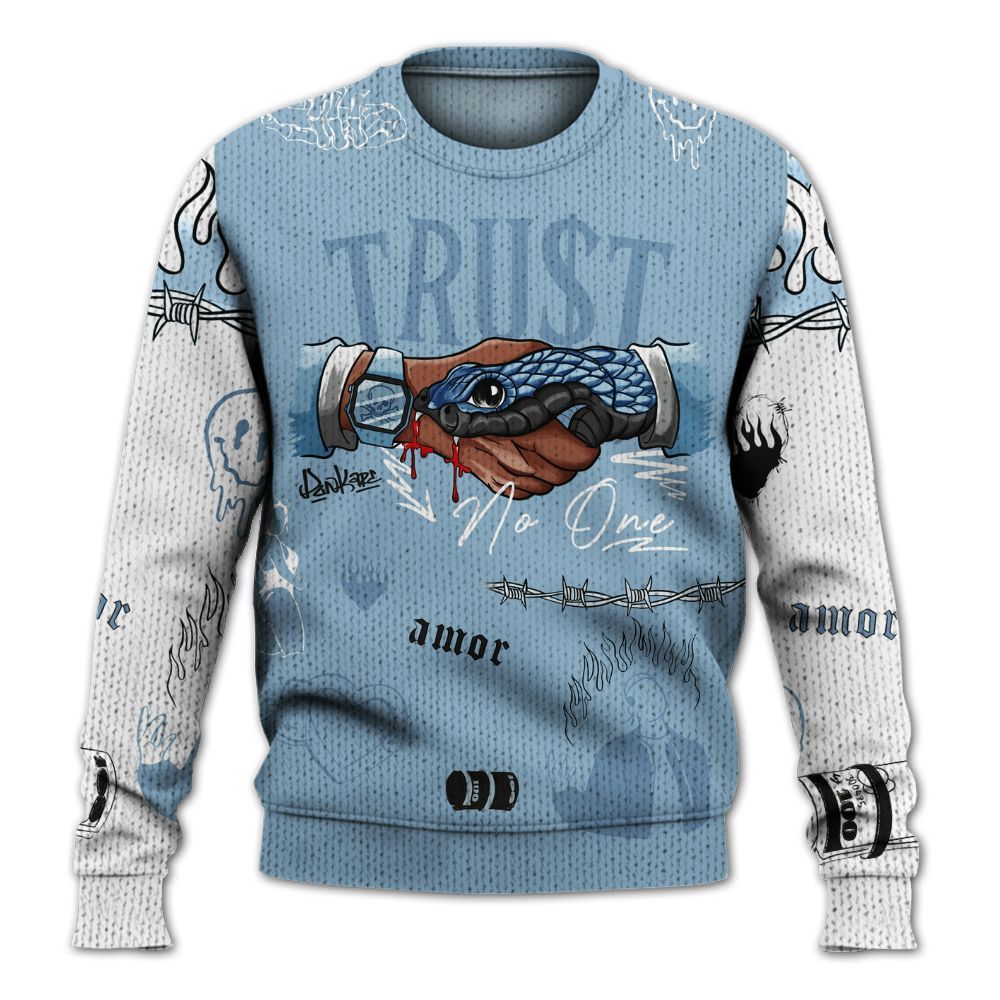 Knitted Sweater To Match High University Blue 1s - Snake Trust No One