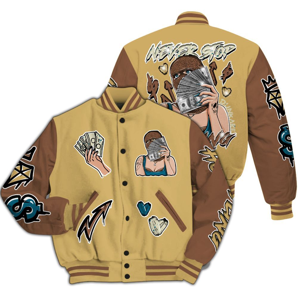 Varsity Jacket To Match Retro Cacao Wow 4s - Hustling Unique All Over Print