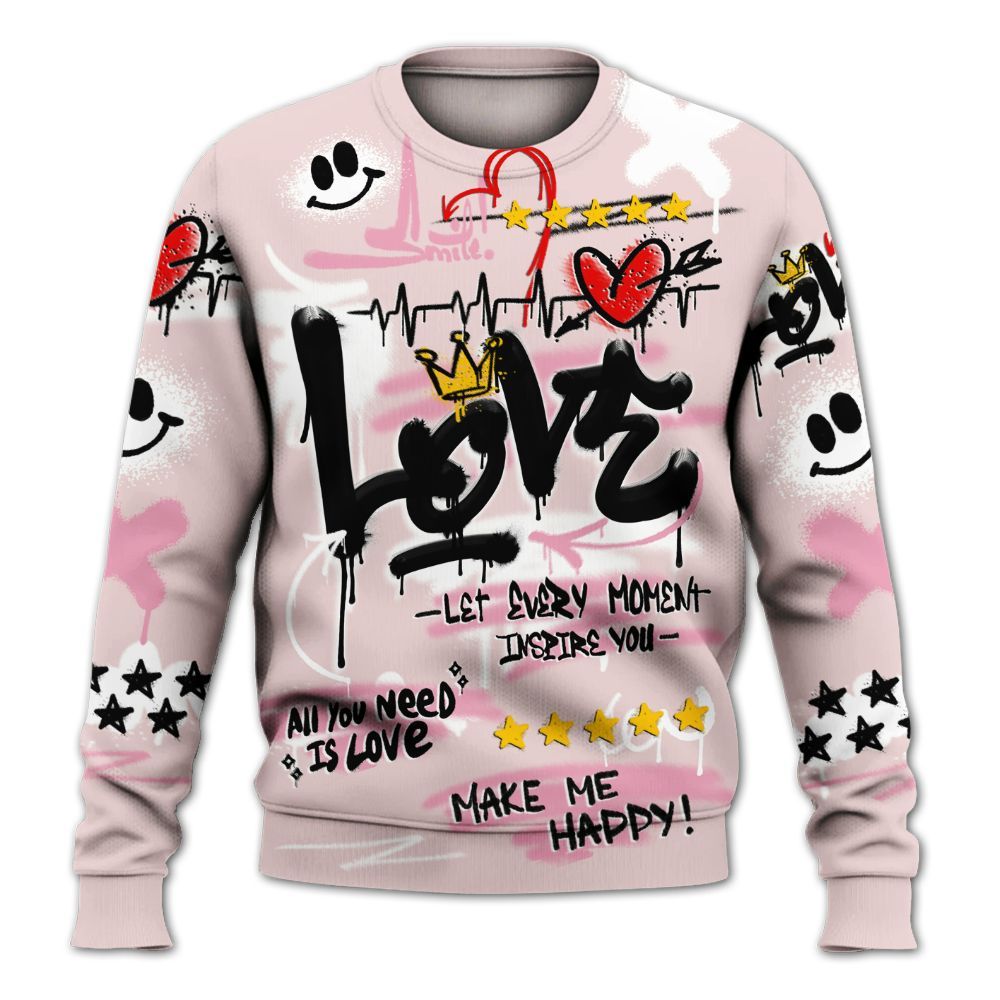 Sweatshirt To Match Dunk Low KD 17 Aunt Pearl - Happy Love Beats Graffiti Streetwear All Over Print