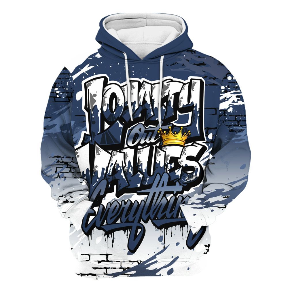 Hoodie To Match Low 85 Metallic Blue 1s - Values Of Loyalty Drip All Over Print