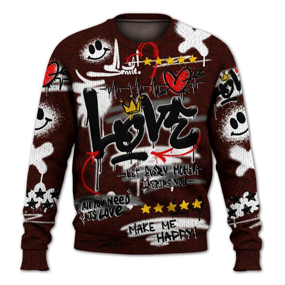 Knitted Sweater To Match Air Force 1 Low Halloween Skull 2024 - Happy Love Beats Graffiti Streetwear