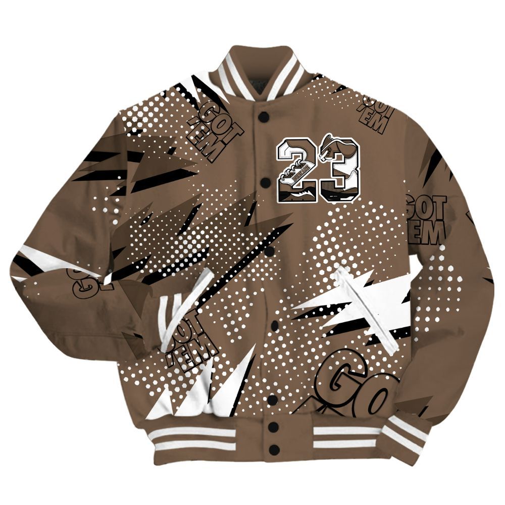 Varsity Jacket To Match Dark Mocha Jack Shirt, Custom Name Number 23 5s All Over Print