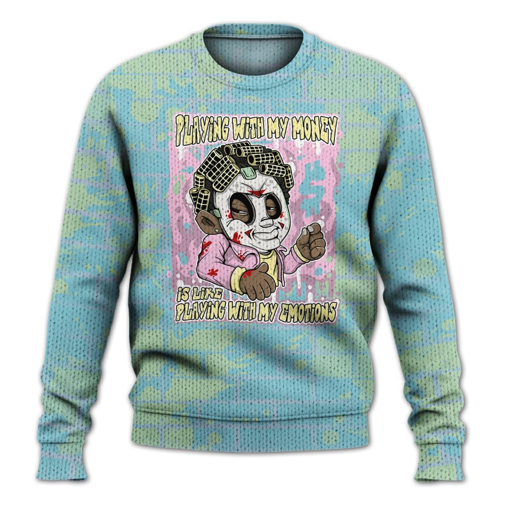 Knitted Sweater To Match SB Dunk Low Visty - Playing With My Money Graphic Halloween