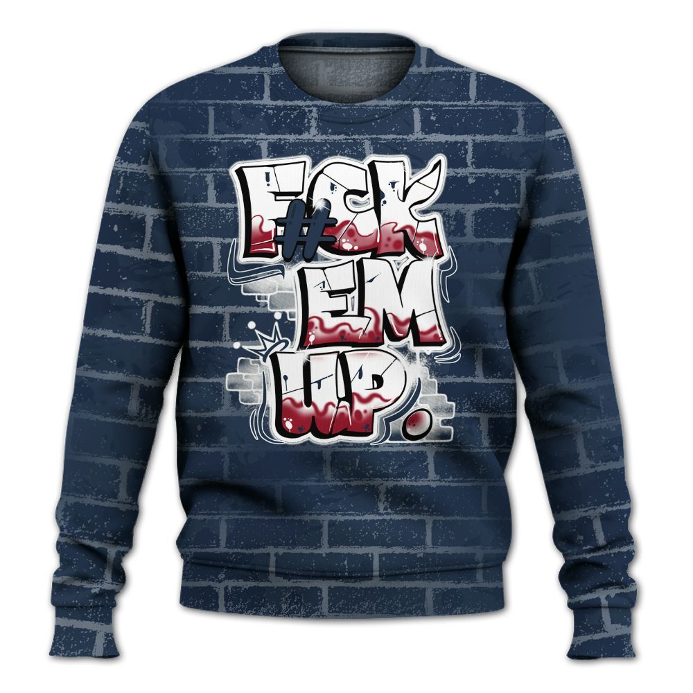 Sweatshirt To Match White Midnight Navy 6s - F#ck Em Graphic Brick Art All Over Print