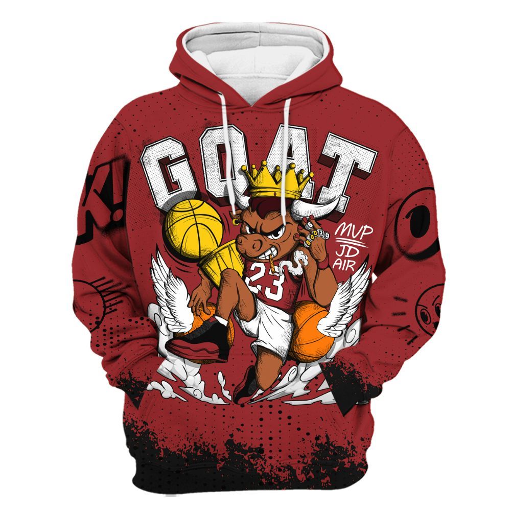 Hoodie To Match Alternate Flu Game 12s - FlightMan Number 23 G.O.A.T All Over Print