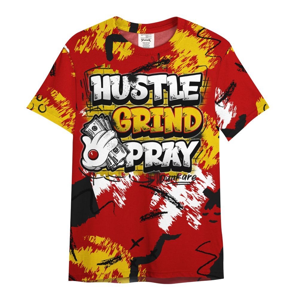 Shirt To Match Low Lucky Cat 1s - Hustle Grind Pray Graphic Street Style All Over Print