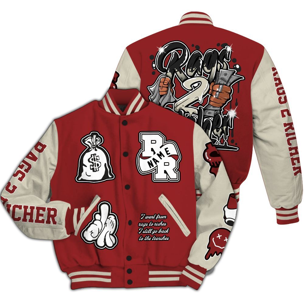 Varsity Jacket To Match High 85 Bred 1s - Rag 2 Rich Graphic Custom Name All Over Print
