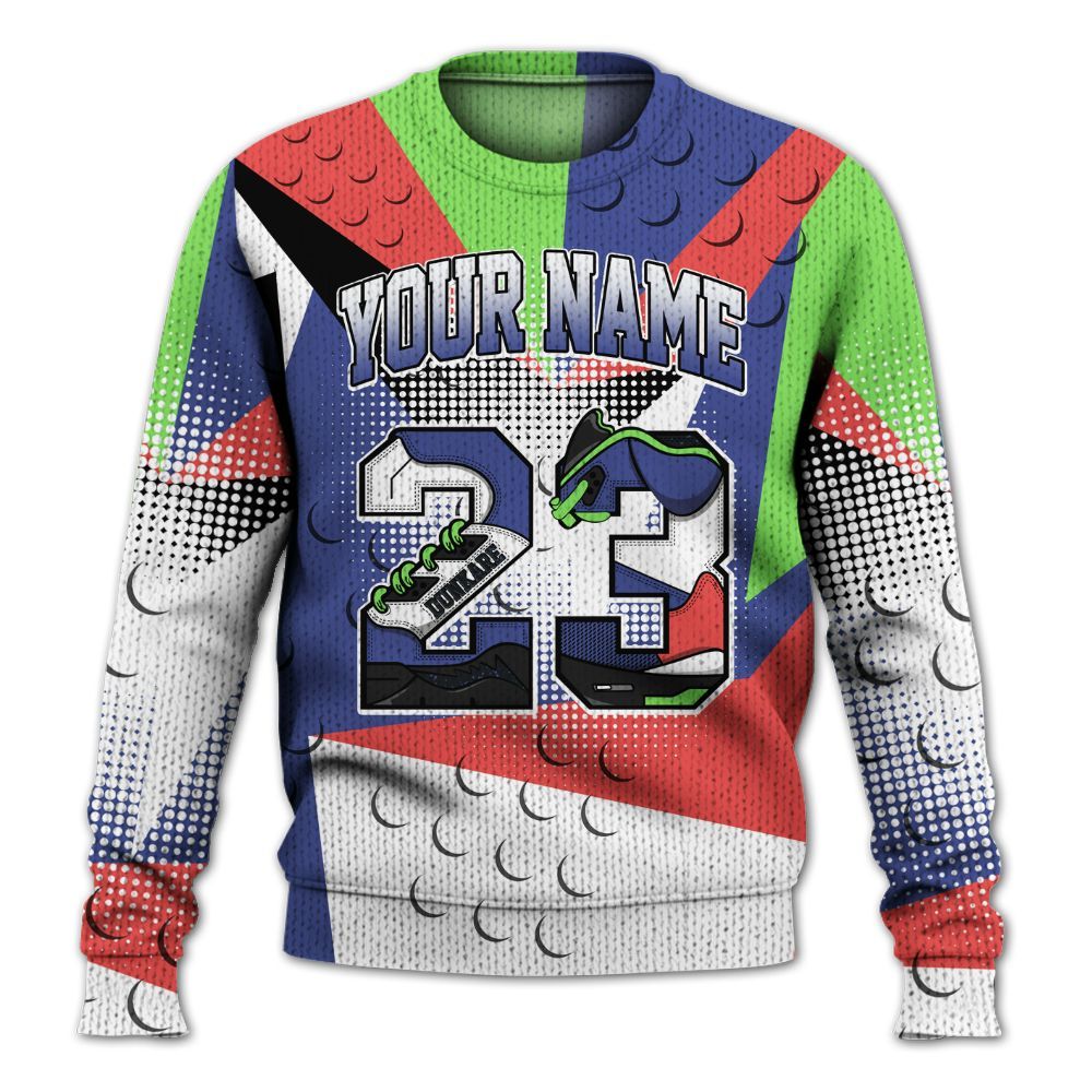 Knitted Sweater To Match KD 4 Nerf - Poly Custom Name Number 23 5s