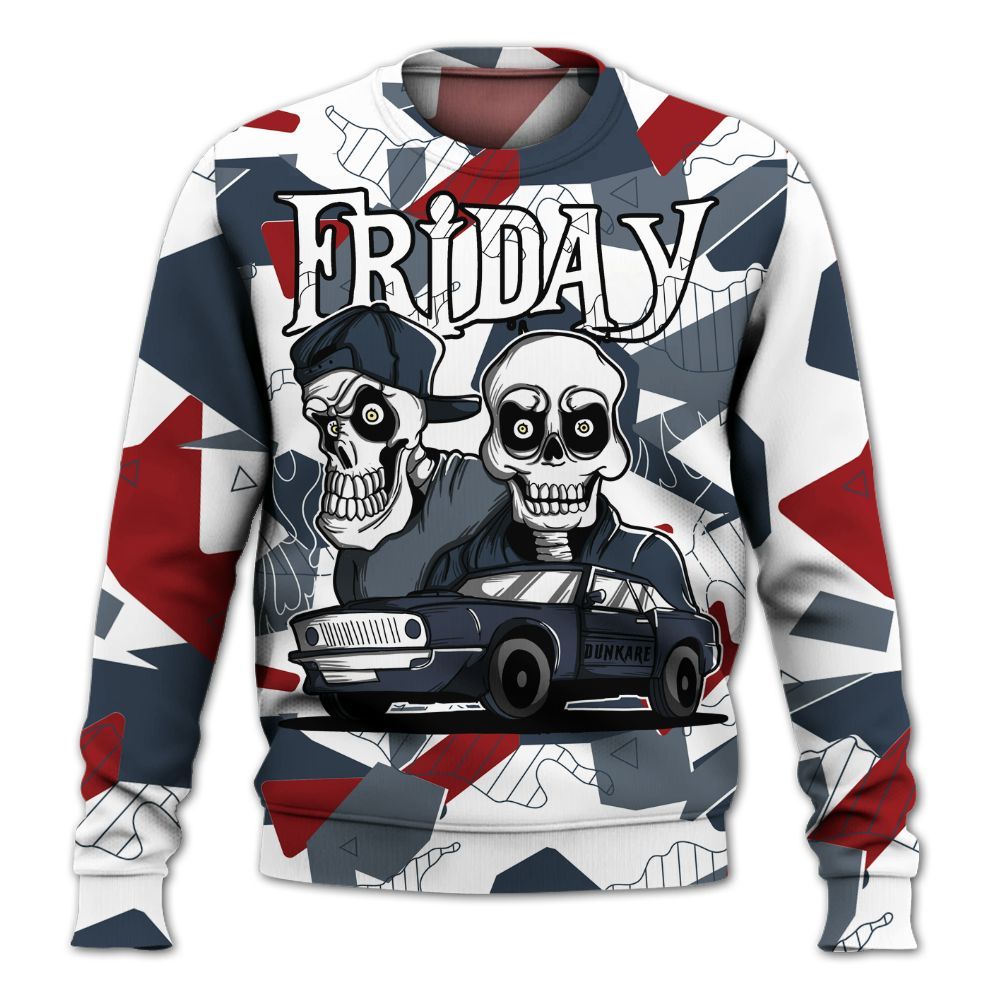 Sweatshirt To Match Navy Blue 2024 6s - Friday Funny Retro All Over Print