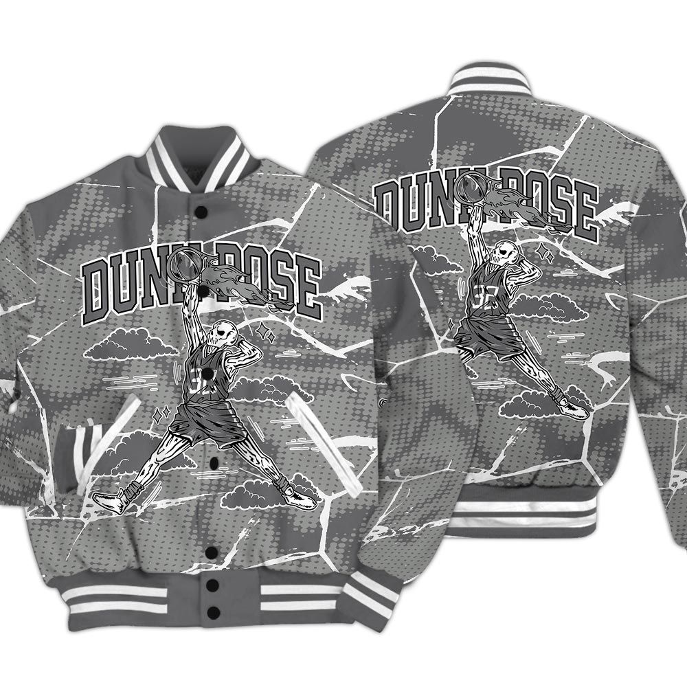 Varsity Jacket To Match Paris Cement Grey 4s - Pose Skeleton Crack Varsity Jacket Unisex
