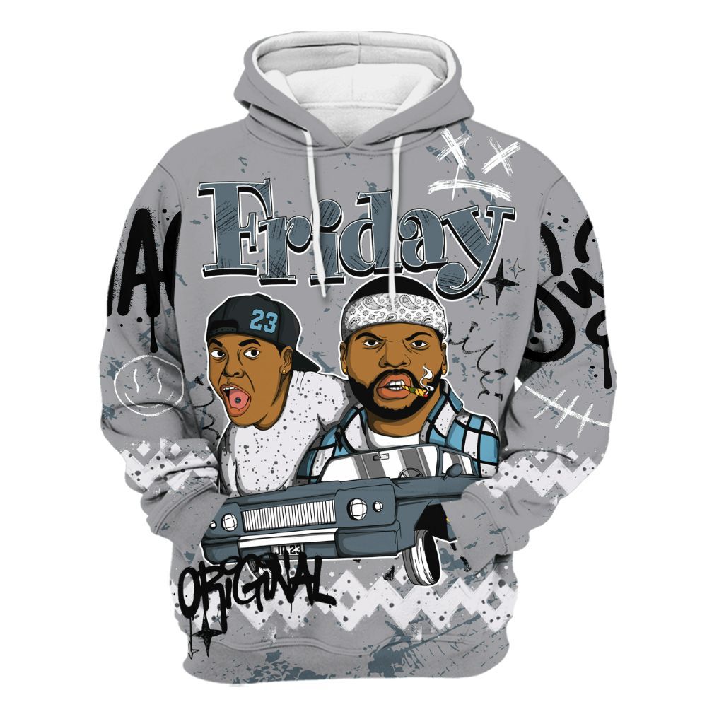 Hoodie To Match Retro Light Graphite Wolf Grey 5s - Friday Sneaker Crayon All Over Print