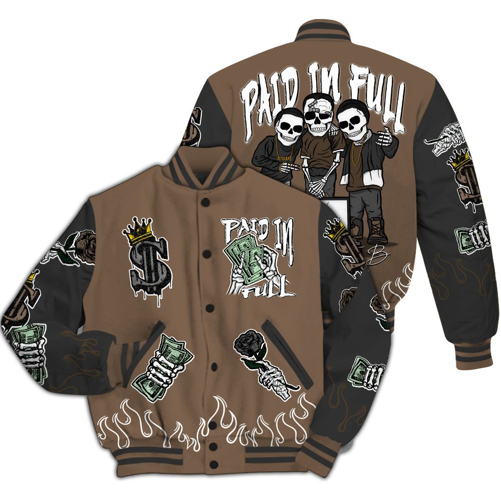 Varsity Jacket To Match Dark Mocha Jack - Fire Everybody Paid In All Over Print