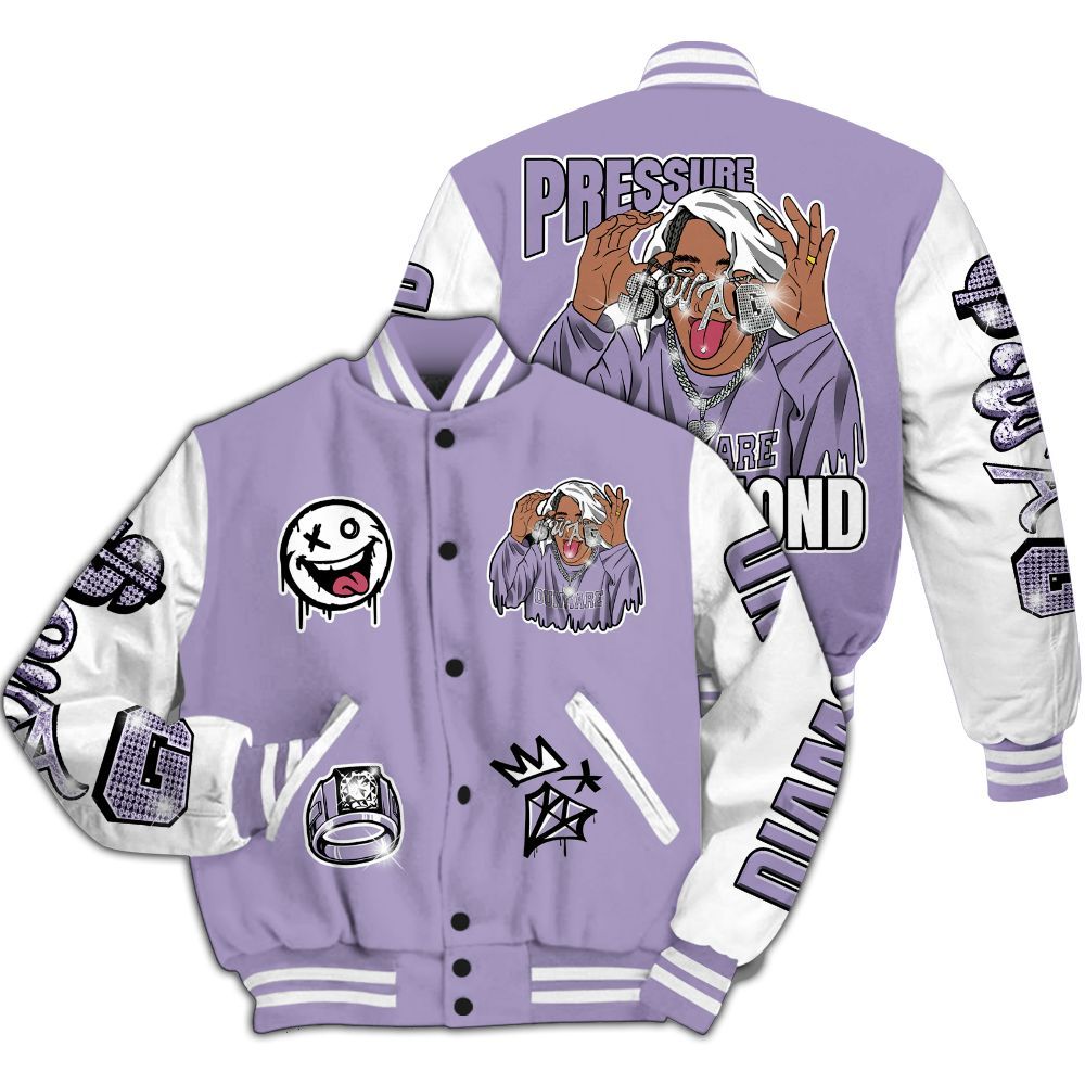 Varsity Jacket To Match Low Pure Violet 11s - Pressures Makes Varsity Jacket To Match All Over Print