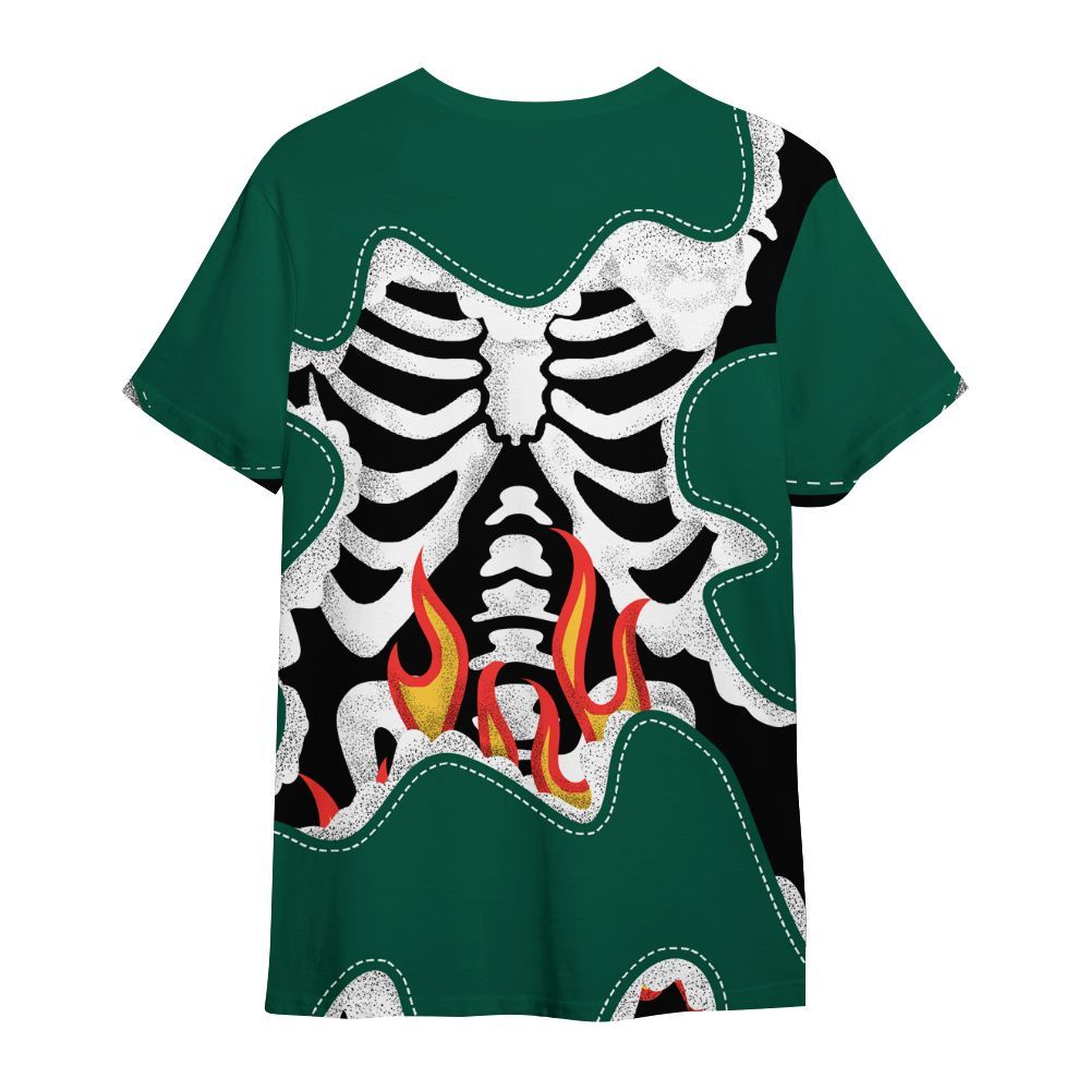 Shirt To Match Oxidized Green 4s - Skeleton Burning Heart Drip All Over Print